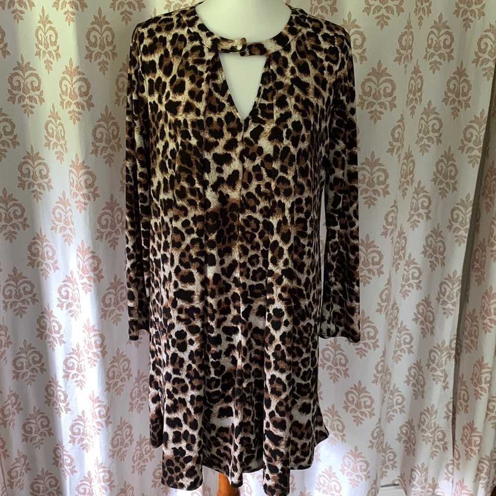 Christian Caliendo leopard print swing dress Made in USA  M